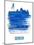 Geneva Skyline Brush Stroke - Blue-NaxArt-Mounted Art Print
