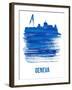 Geneva Skyline Brush Stroke - Blue-NaxArt-Framed Art Print