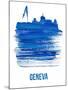 Geneva Skyline Brush Stroke - Blue-NaxArt-Mounted Art Print