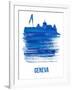 Geneva Skyline Brush Stroke - Blue-NaxArt-Framed Art Print