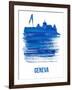 Geneva Skyline Brush Stroke - Blue-NaxArt-Framed Art Print