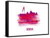 Geneva Skyline Brush Stroke - Red-NaxArt-Framed Stretched Canvas