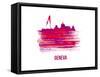 Geneva Skyline Brush Stroke - Red-NaxArt-Framed Stretched Canvas