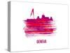 Geneva Skyline Brush Stroke - Red-NaxArt-Stretched Canvas
