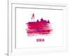 Geneva Skyline Brush Stroke - Red-NaxArt-Framed Art Print