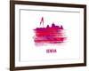 Geneva Skyline Brush Stroke - Red-NaxArt-Framed Art Print