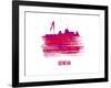 Geneva Skyline Brush Stroke - Red-NaxArt-Framed Art Print