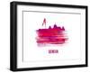 Geneva Skyline Brush Stroke - Red-NaxArt-Framed Art Print