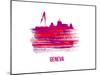 Geneva Skyline Brush Stroke - Red-NaxArt-Mounted Art Print