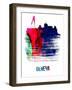 Geneva Skyline Brush Stroke - Watercolor-NaxArt-Framed Art Print