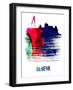 Geneva Skyline Brush Stroke - Watercolor-NaxArt-Framed Art Print