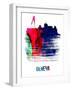 Geneva Skyline Brush Stroke - Watercolor-NaxArt-Framed Art Print