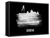 Geneva Skyline Brush Stroke - White-NaxArt-Framed Stretched Canvas