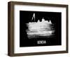 Geneva Skyline Brush Stroke - White-NaxArt-Framed Art Print