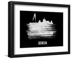 Geneva Skyline Brush Stroke - White-NaxArt-Framed Art Print