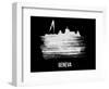 Geneva Skyline Brush Stroke - White-NaxArt-Framed Art Print