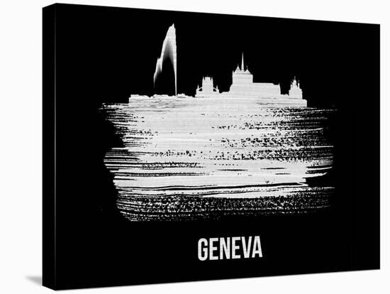 Geneva Skyline Brush Stroke - White-NaxArt-Stretched Canvas