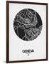 Geneva Street Map Black on White-NaxArt-Framed Art Print