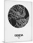 Geneva Street Map Black on White-NaxArt-Mounted Art Print