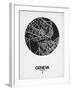 Geneva Street Map Black on White-NaxArt-Framed Art Print