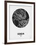 Geneva Street Map Black on White-NaxArt-Framed Art Print