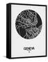 Geneva Street Map Black on White-NaxArt-Framed Stretched Canvas