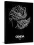 Geneva Street Map Black-NaxArt-Stretched Canvas