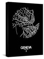 Geneva Street Map Black-NaxArt-Stretched Canvas