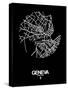 Geneva Street Map Black-NaxArt-Stretched Canvas