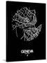 Geneva Street Map Black-NaxArt-Stretched Canvas