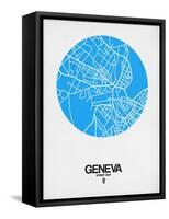 Geneva Street Map Blue-NaxArt-Framed Stretched Canvas