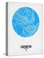 Geneva Street Map Blue-NaxArt-Stretched Canvas