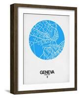 Geneva Street Map Blue-NaxArt-Framed Art Print