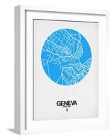 Geneva Street Map Blue-NaxArt-Framed Art Print