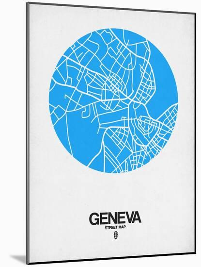 Geneva Street Map Blue-NaxArt-Mounted Art Print