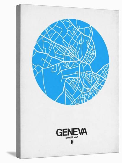 Geneva Street Map Blue-NaxArt-Stretched Canvas