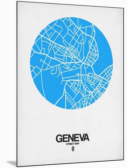 Geneva Street Map Blue-NaxArt-Mounted Art Print