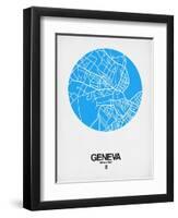 Geneva Street Map Blue-NaxArt-Framed Art Print