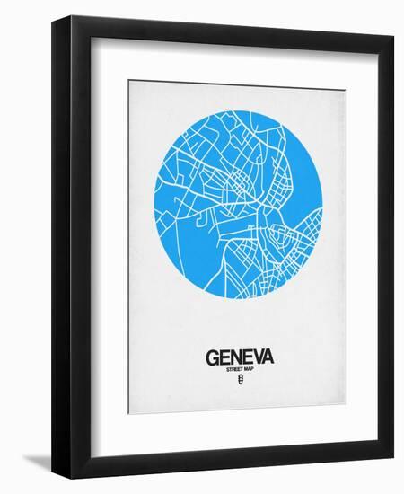 Geneva Street Map Blue-NaxArt-Framed Art Print