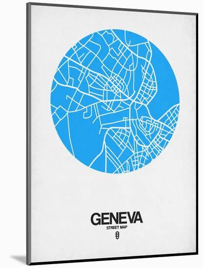 Geneva Street Map Blue-NaxArt-Mounted Art Print