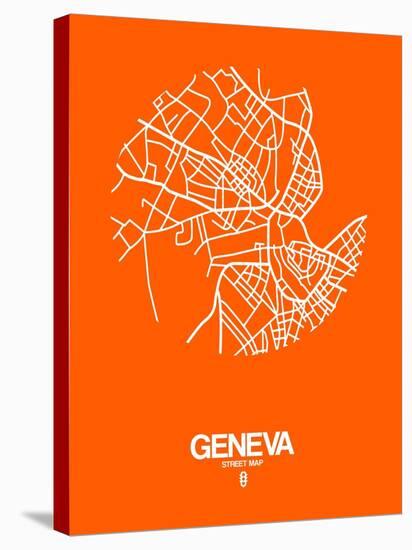 Geneva Street Map Orange-NaxArt-Stretched Canvas