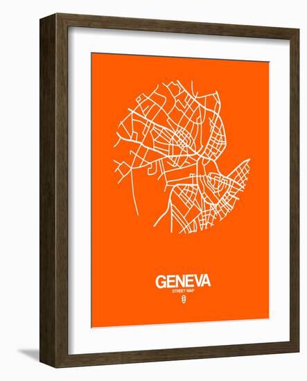 Geneva Street Map Orange-NaxArt-Framed Art Print