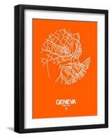 Geneva Street Map Orange-NaxArt-Framed Art Print