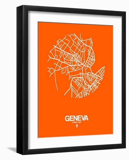 Geneva Street Map Orange-NaxArt-Framed Art Print