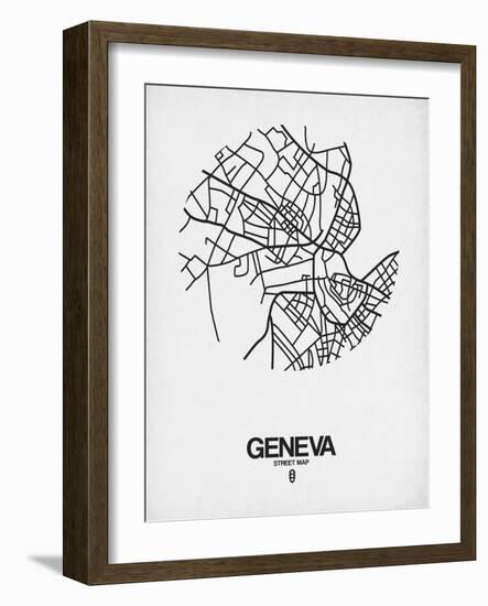 Geneva Street Map White-NaxArt-Framed Art Print