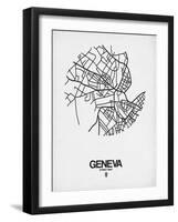 Geneva Street Map White-NaxArt-Framed Art Print