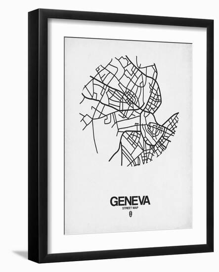 Geneva Street Map White-NaxArt-Framed Art Print