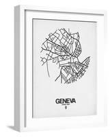 Geneva Street Map White-NaxArt-Framed Art Print