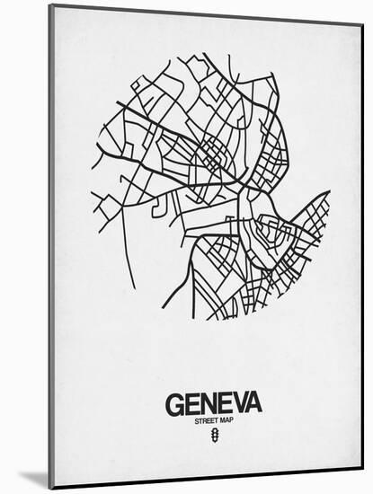 Geneva Street Map White-NaxArt-Mounted Art Print