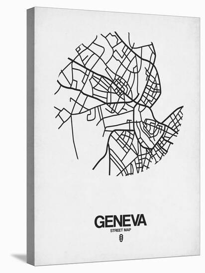 Geneva Street Map White-NaxArt-Stretched Canvas